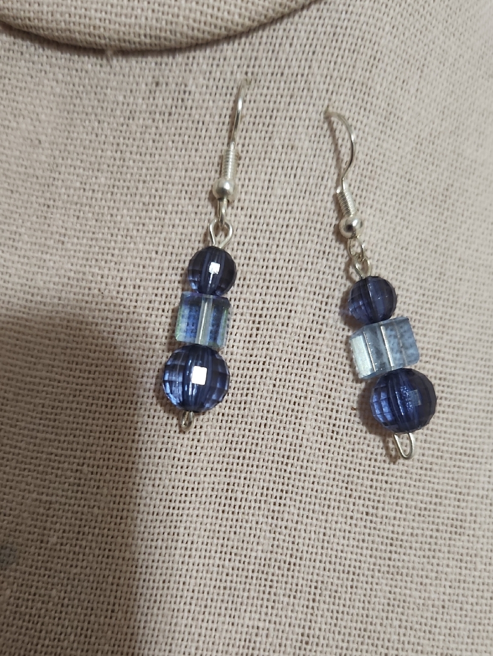 Handmade Blue Beaded Drop Earrings